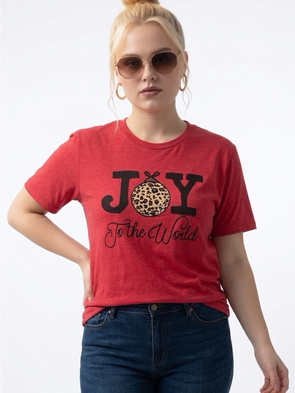 Red 'Joy to the World' Short Sleeve Graphic Tee